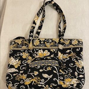 Vera Bradley Black, Gold & Cream Quilted Floral Tote